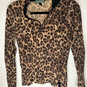 Ralph Lauren Brown Leopard Print Women's Sweatshirt